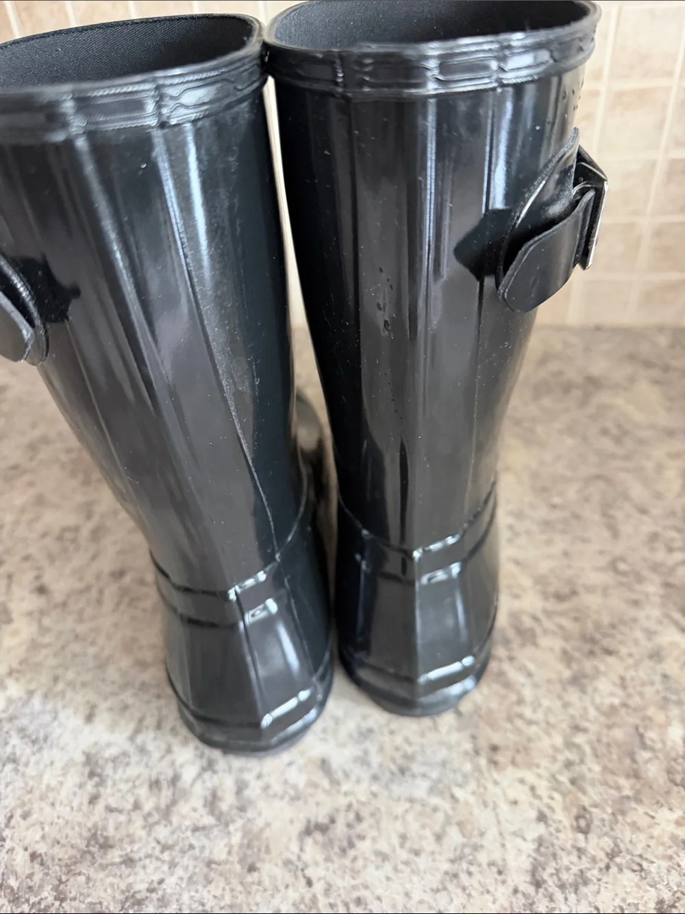 Hunter Glossy Black Short Rain Boots